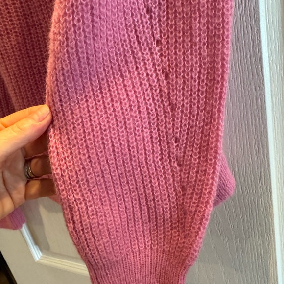 *MARINE LAYER DREAM YARN COLLARED PULLOVER SWEATER PINK PUNCH size S oversized - Picture 6 of 8